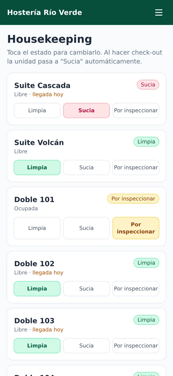 Housekeeping desde el celular